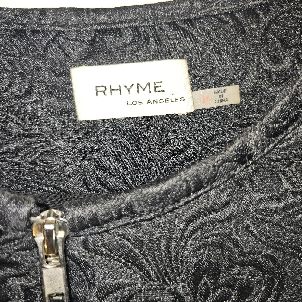 ​Rhyme LA Black Textured Embossed Zip Front Jacket Blazer Size M